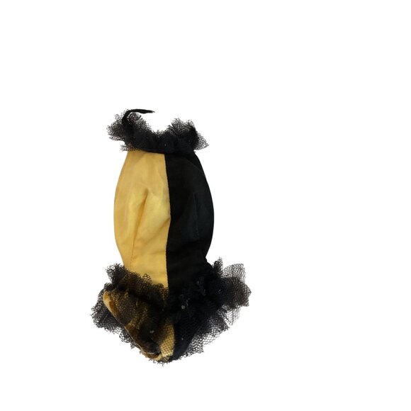 Vintage 60s Barbie Masquerade Half Black Yellow Tulle Bodysuit With Ruffled Trim - Picture 2 of 3